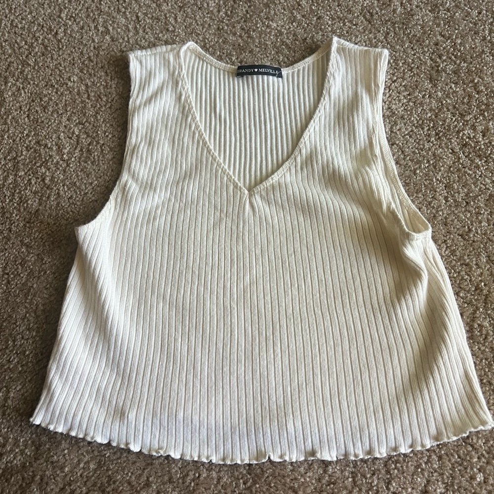 Brandy Melville knit v-neck cropped  tank